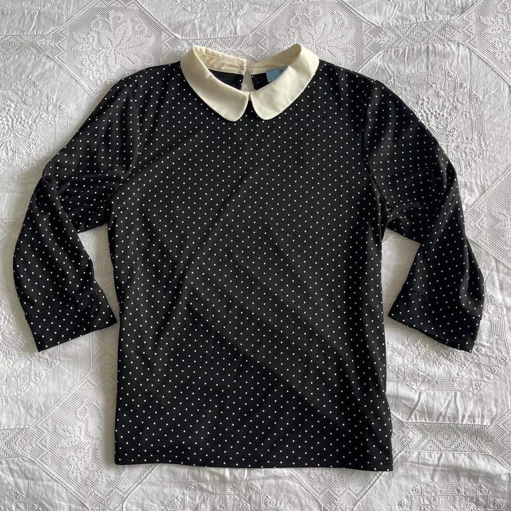 Polka dot peter pan collar top